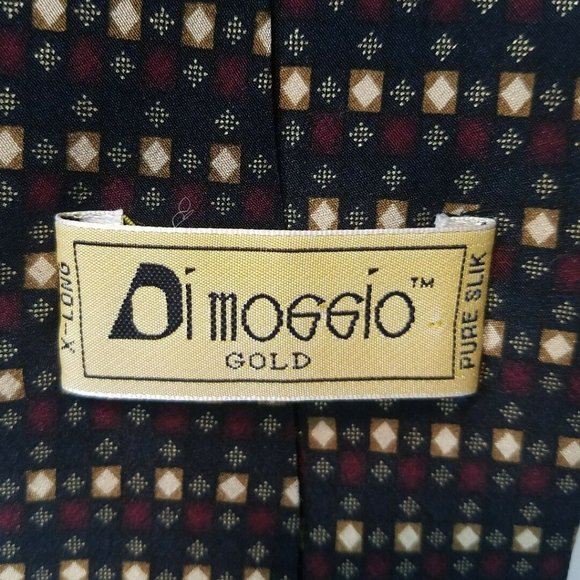 DI MOGGIO GOLD X-LONG MEN'S TIE PURE SILK GEOMETRI - Picture 5 of 6